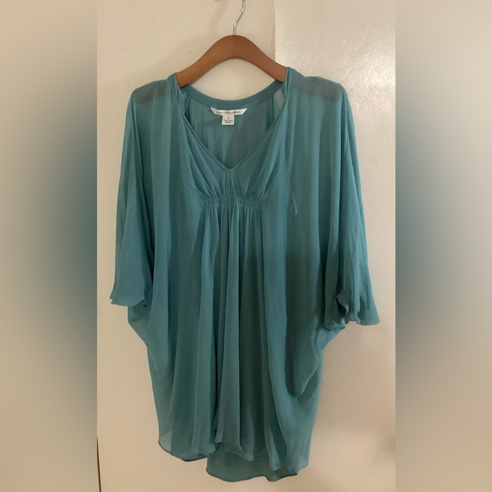 Diane Von Furstenberg Green Dolman Sleeve Blouse